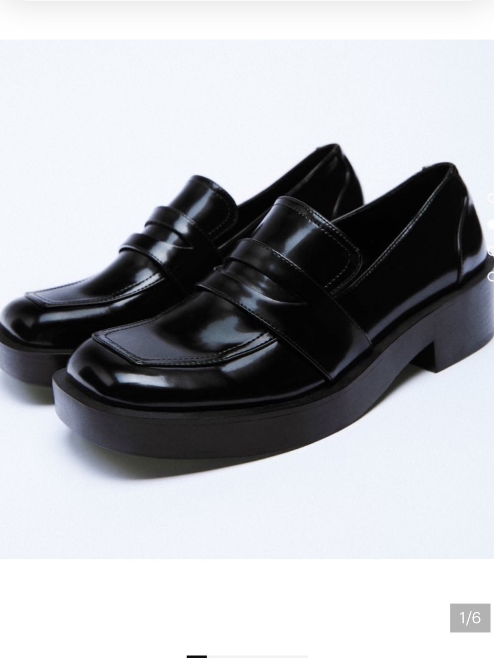 Zara Black Low Heel Loafers With Top Stitching Detail Size 6(36)